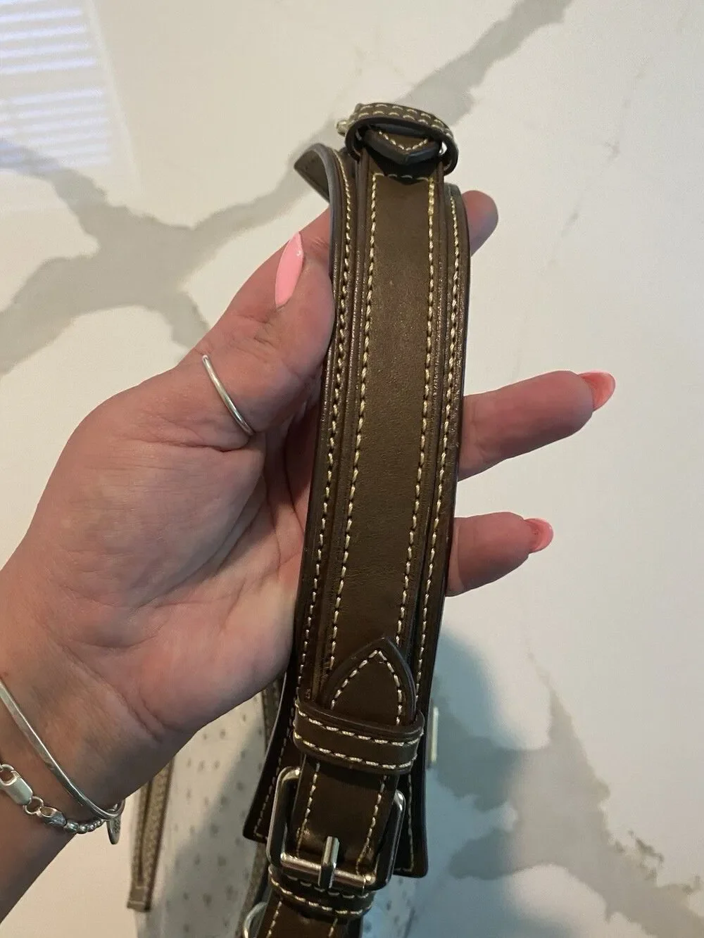 Dooney & Bourke Ostrich Hobo In Bone And Brown